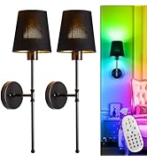 Depuley Battery Operated Wall Sconce: 24" Set of 2 Wireless Wall Lights with Remote for Bedroom -...