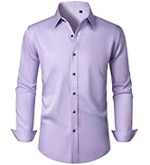 Lusead Men's Dress Shirts Long Sleeve Stretch Wrinkle Free Slim Fit Wedding Formal Button Down Shirt