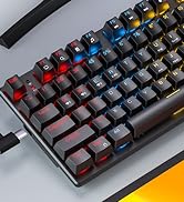 Wireless Gaming Keyboard and Mouse Combo, 98 Keys RGB Backlit Blue Switch Mechanical Keyboard, Er...