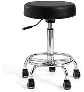 Ailyful Adjustable Rolling Stool with Wheels &amp; Footrest, 485lb Capacity Drafting Stool Chair, Swi...