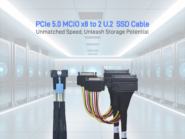 LetLinkSo PCIe 5.0 MCIO x8 to U.2 SFF-8639 8i NVMe SSD Cable Gen5 Adapter 8