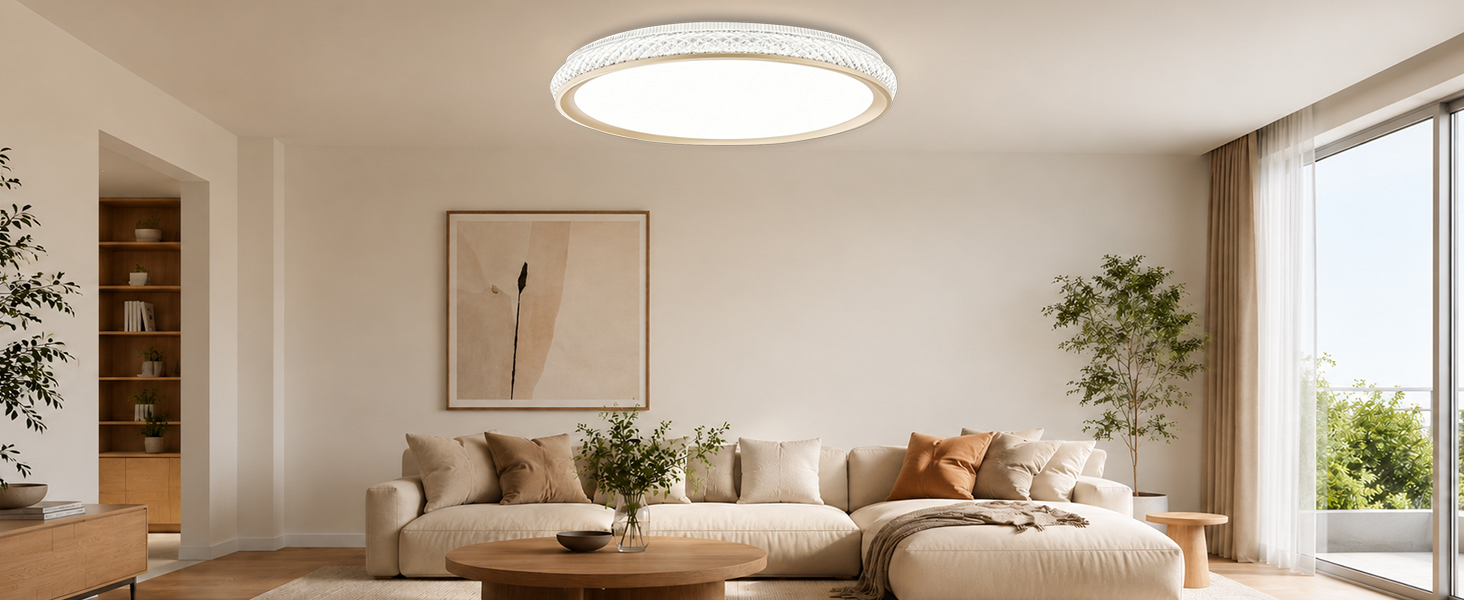 LED Flush Mount Ceiling Light Fixture 38W Dimmable LED 5CCT Modern for Kitchen Kitchen Living Room