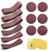 SainSmart 12PCS Aluminum Oxide 4x36 Inch Sanding Belts, 12PCS 6-inch Sanding Disc, 6PCS Wax and S...
