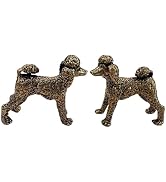 BSTIONYI 2Pcs Brass Poodle Dog Statue Decor, Retro Mini Copper Teddy Figurine Home Decoration for...
