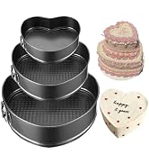 GZMAISULEE Springform Cake Pan Set of 3 (4, 7, 9 Inch) Heart Leakproof Nonstick Cheesecake Pans w...