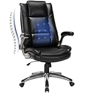 MALOL Leather Executive Office Chair - High Back Home Computer Desk Chair with Padded Flip-up Arm...