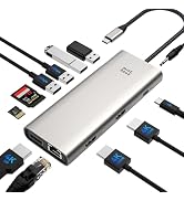 USB C Docking Station Dual Monitor, Minthouz Docking Station 3 Monitors with 2 HDMI,DisplayPort, ...