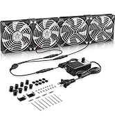 GDSTIME Big Airflow 4X 120mm Fans with 100V-240V AC Powered Speed Controller for DIY GPU Mining R...