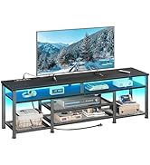 Furologee TV Stand with Power Outlets and LED Lights, 63 Inch Entertainment Center for 60 65 70 I...
