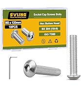 SVLING M8 x 120mm 10PCS Button Head Hex Socket Cap Screws Bolts, 304 Stainless Steel 18-8, Allen ...