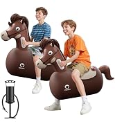 QPAU Infatable Bouncy Horse Toys 2 PCS with Hand Pump, Heavy Duty Giant Bouncy Pal, 220lbs Load C...