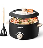 TOPWIT Hot Pot Electric, 4L Electric Pot with Non-Stick Coating, Dual Power Electric Cooker for D...
