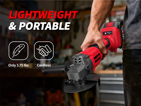 Cordless Angle Grinder Tool, 4-1/2 inch Electric Grinder for Cutting, Grinding, Polishing