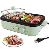 TeqHome 1300W Hot Pot Electric with Grill, 2 in 1 Indoor Korean BBQ Grill Non-Stick Smokeless Hot...