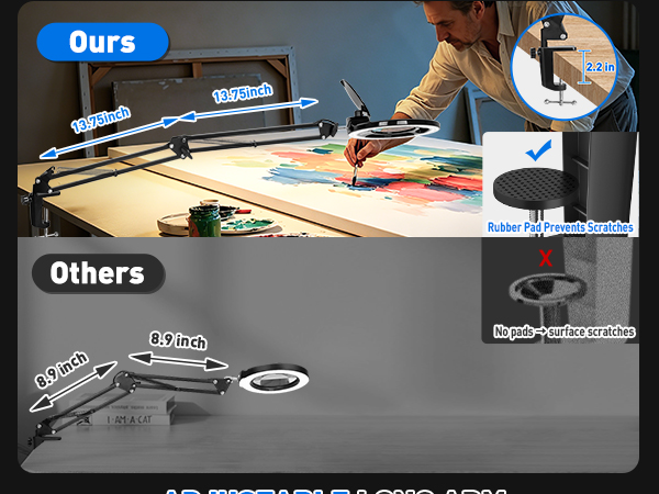 The magnifying lamp arm extend up to 28 inches magnifying glass with light hands free workbench lamp