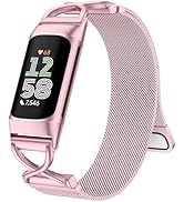 JKD X-Shape Metal Band Compatible with Fitbit Charge 6/ Charge 5 Bands for Women Men, Soft Stainl...