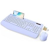 SABLUTE Wireless Keyboard and Mouse, Wrist Rest, Phone Holder, Batteries Included, 2.4G Lag-Free ...