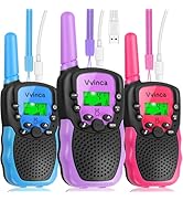 Vvinca Walkie Talkies for Kids Rechargeable, Long Range Walkie Talkie Toys for 3-12 Boys Girls Ch...