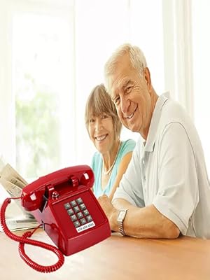 Retro classic desk phone 2500 analog phone Red retro telephone