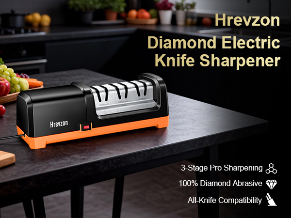 Hrevzon Knife Sharpener Electric Work Sharp for Kitchen Knives