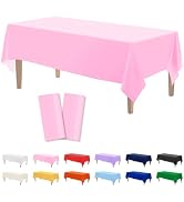 Kopokita 2PCS Pink Plastic Tablecloths 54 x 108 Inch, Disposable Table Cloths Rectangle Party Tab...