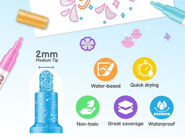 Shimmer Markers Outline Double Line Metallic Glitter Pens Set