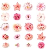 YUYUDEHM 20Pcs Mini Artificial Flower Heads, Fake Flower Heads Bulk, Pink | Silk Flower for Craft...