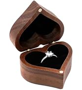 WisePoint Heart-shaped Ring Box, Wooden Ring Jewelry Box with Single Slot, Romantic Wedding Ring ...