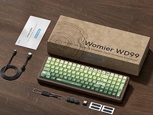 98% Wood Creamy Keyboard with Number Pad, Wireless Frog Keyboard Mechanical Gaming Keyboard