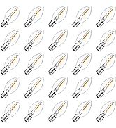 Goothy 25 Pack C7 Led Replacement Christmas Light Bulb, 0.6W C7 Clear Glass LED Bulbs for Christm...