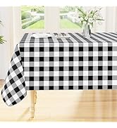 Smiry Rectangle Table Cloth, Waterproof Vinyl Tablecloths with Flannel Backing, Wipeable Buffalo ...