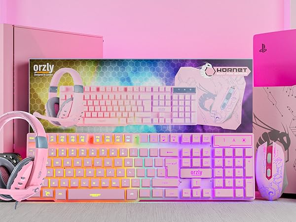Pink Gaming keyboard and mouse bundle for PS5 Xbox &amp;amp; PC