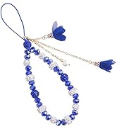 BEEFLYING 1-2 Pcs Glass Pearl Cell Lanyard Wrist Strap Crystal Glass Beads Rhinestone Beaded Phon...