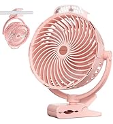 Tenvolti 10000mAh Clip on Fan, 8-Inch Golf Cart Fan Rechargeable with LED Light, 9 Speeds Strong ...