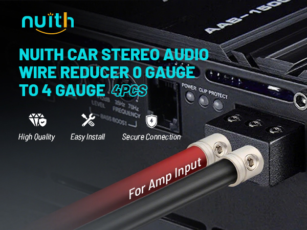  4PCS Car Audio Amplifier Wire Terminal Connectors Brass with Heat Shrink Tubing