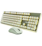 Wireless Keyboard and Mouse Combo with White Backlit Pudding Keycaps, Bluetooth &amp; 2.4G, 2000mAh R...