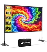 Wootfairy Outdoor Projector Screen with Stand: 120 inch Portable Foldable 16:9 4K HD Wrinkle-Free...