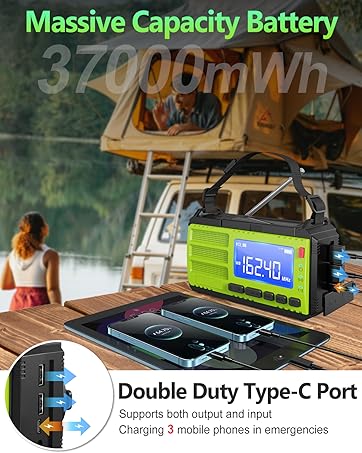 10000wAh/37000mWh Hand Crank Emergency Radio