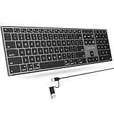 TECKNET Wired Keyboard for Mac, Ultra-Slim Silent Keyboard with Dual Interface (USB and Type-C), ...