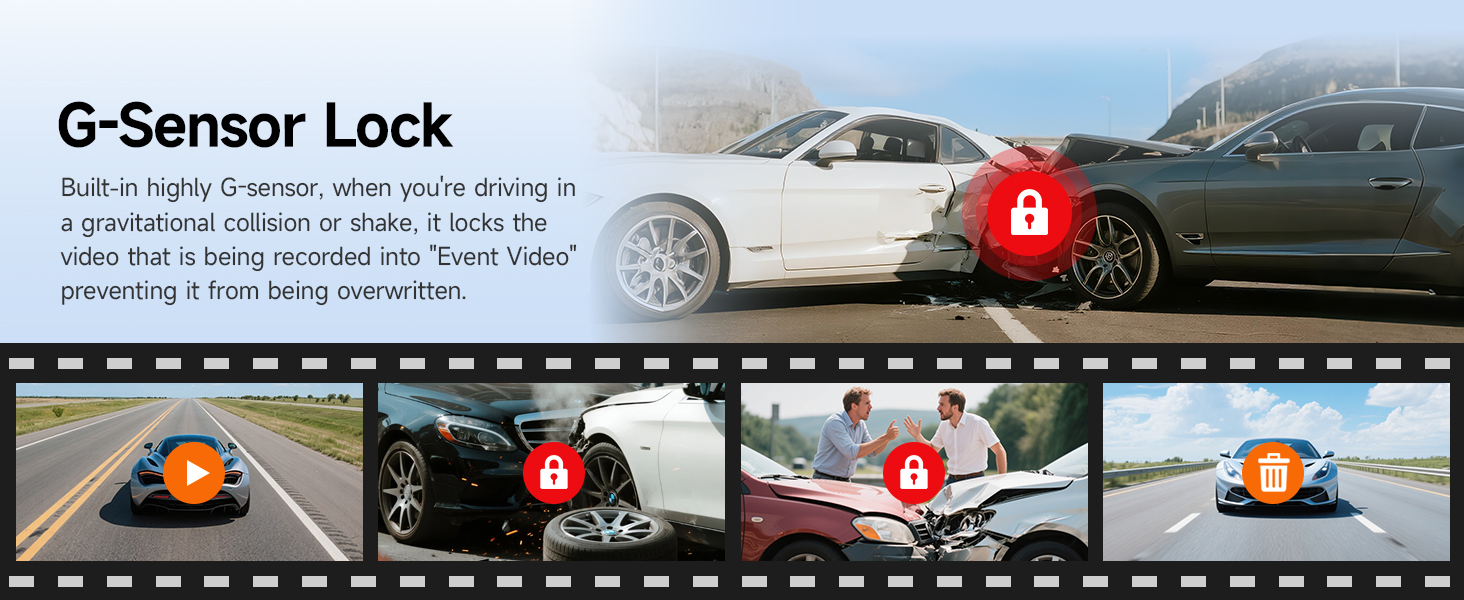 car camera - dash cam front and rear with G-sensor lock