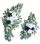 Udoula Artificial Dusty Blue Wedding Arch Flower Swags Set of 2 for Wedding Welcome Signs Floral ...