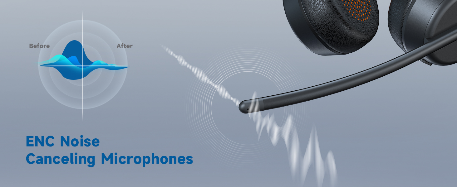 wireless headset with mic for work noise cancelling bluetooth headset headphones