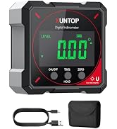 XUNTOP 4 * 90°Digital Angle Finder 4-side Strong Magnetic(No Laser) Digital Protractor with LCD D...