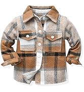 Feidoog Toddler 2 Pack Baby Boys and Girls Plaid Shirts Jacket Long Sleeve Lapel Button Down Shir...