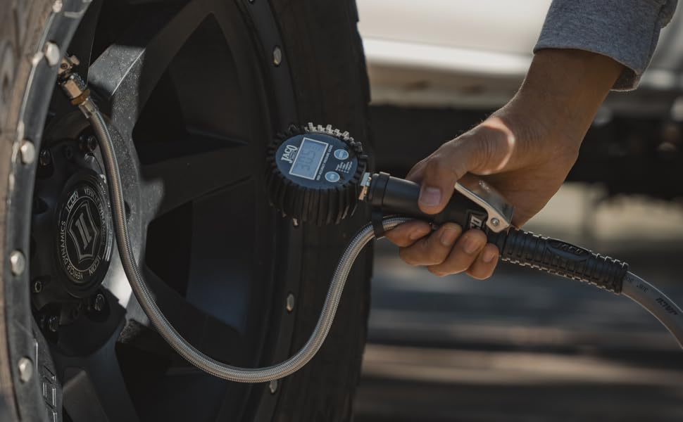 pneumatic air compressor tire pressure gauge inflator tool inline