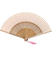 ffscafscn Hand Fan for Vintage Japanese Bamboo Silk Elegant for Dance Music Festival Wedding Chur...