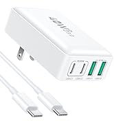 USB C Wall Charger, Excgood 40W Fast Charging Block 4Port Flat USB Plug Dual PD&amp;QC Multiport Fold...