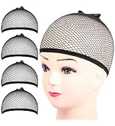 Wig Cap, FANDAMEI 4PCS Black Mesh Wig Cap Net, Closed End Hair Mesh Net Wig Caps, Liner Weaving C...