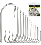 Dovesun Fishing Hooks Saltwater O'Shaughnessy Fishing Hooks 100/80/70/60/50pcs Stainless Steel Fo...