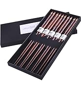 GLAMFIELDS Reusable Chopsticks Japanese Natural Wooden Classic Style 5 Pairs Lightweight Hand-Car...